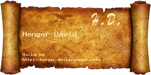 Henger Dávid névjegykártya